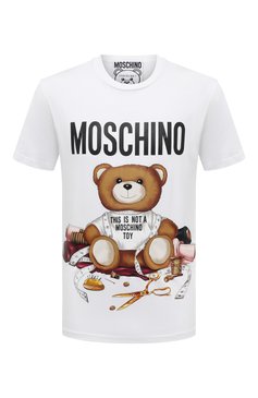 Мужская хлопковая футболка MOSCHINO белого цвета, арт. V0712/5241 | Фото 1 (Рукава: Короткие; Длина (для топов): Стандартные; Принт: С принтом; Материал сплава: Проставлено; Материал внешний: Хлопок; Драгоценные камни: Проставлено; Стили: Кэжуэл)