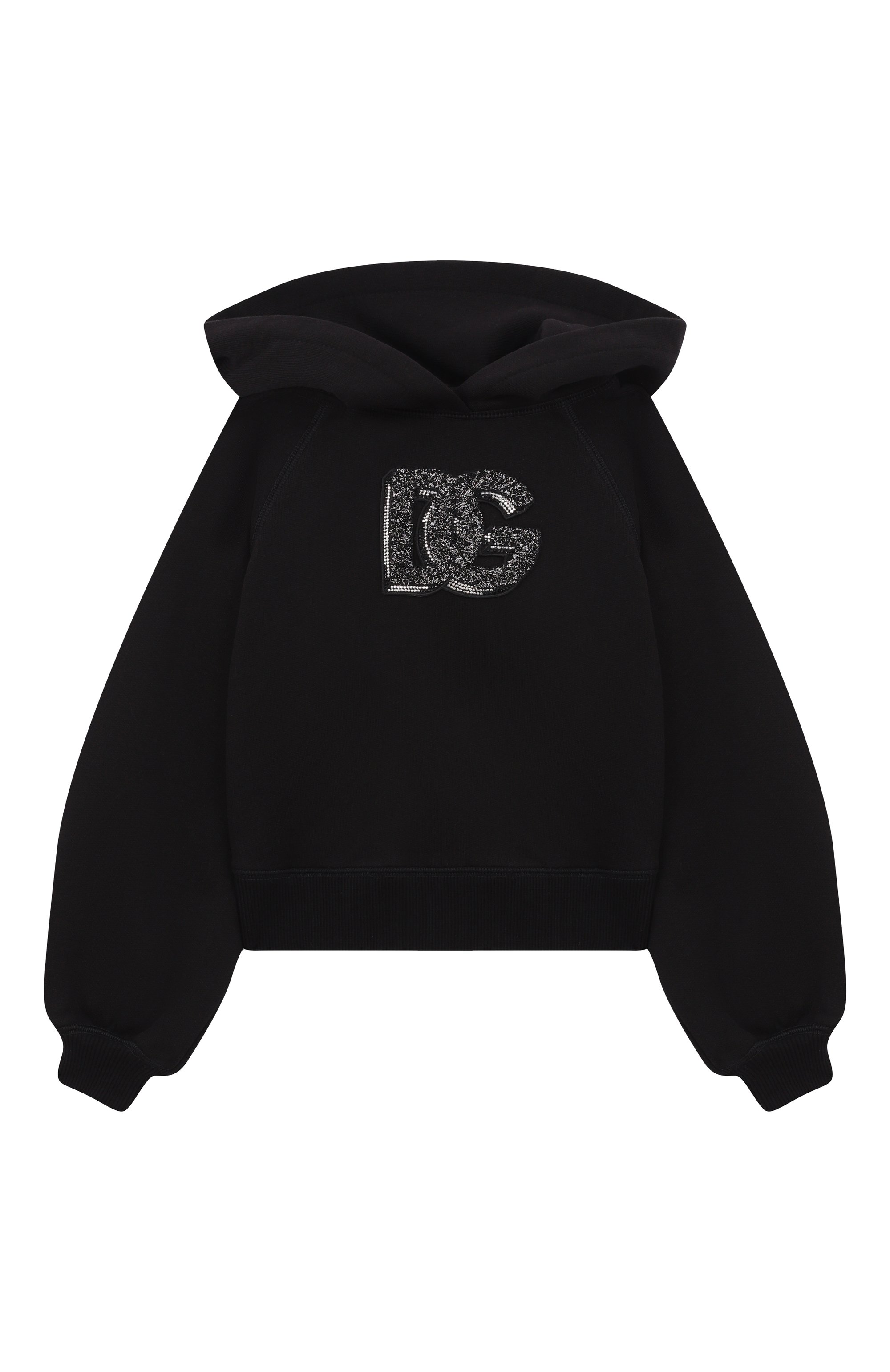 Хлопковое худи DOLCE & GABBANA черного цвета по цене 45400 руб., арт. L5JWCB/G7PHM/8-12+, фото 1 Хлопковое худи DOLCE & GABBANA, арт. L5JWCB/G7PHM/8-12+, фото 1