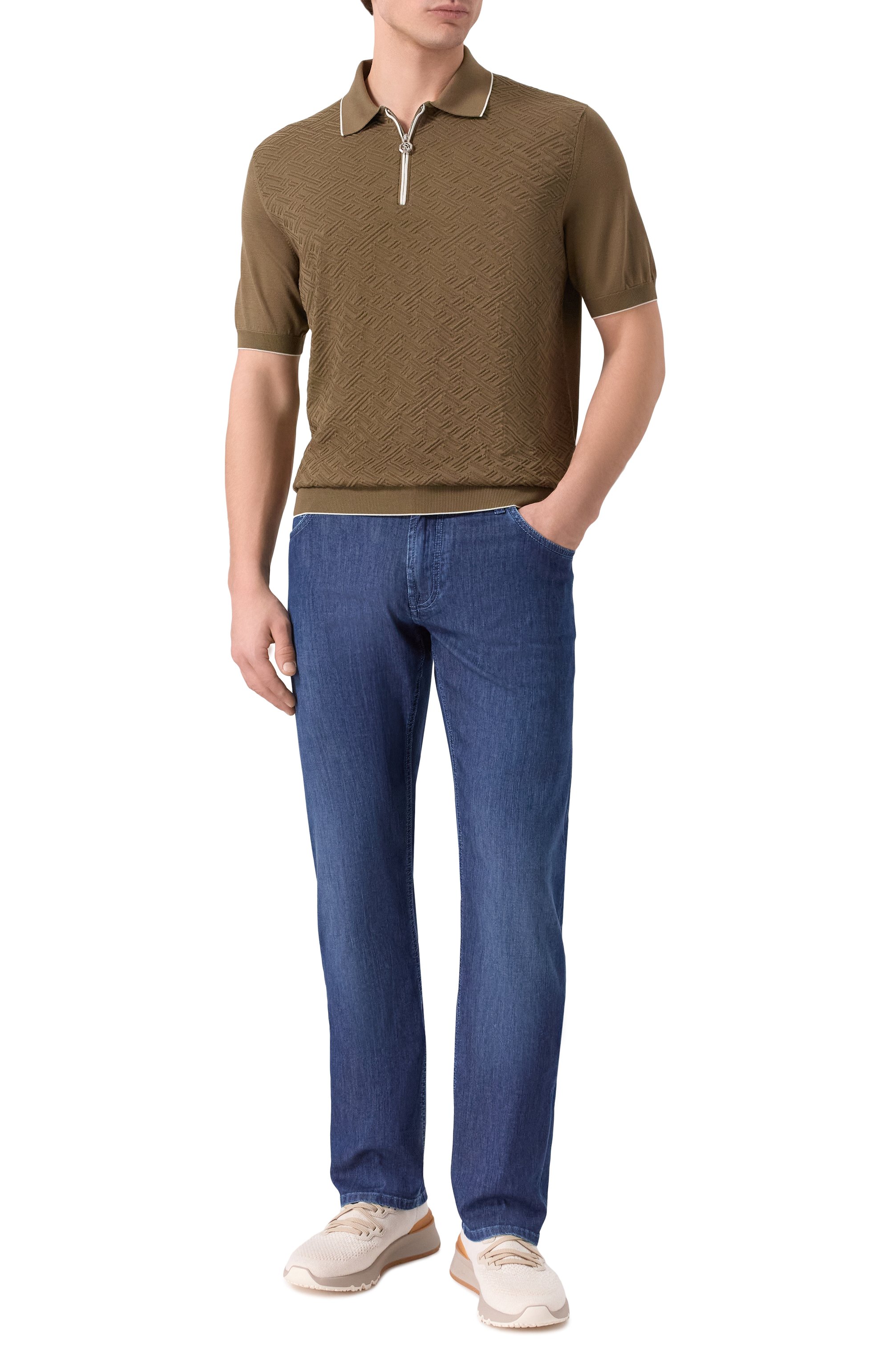 Шелковое поло STEFANO RICCI хаки цвета по цене 206500 руб., арт. K616452P31/F26117, фото 2 Шелковое поло STEFANO RICCI, арт. K616452P31/F26117, фото 2