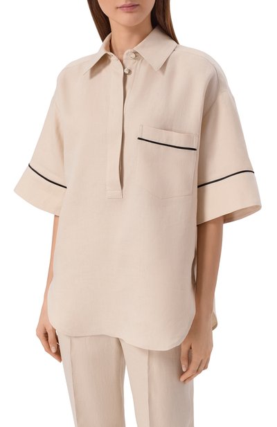 Льняная рубашка AGNONA бежевого цвета по цене 153500 руб., арт. TD1109E/U3049E, фото 3 Льняная рубашка AGNONA, арт. TD1109E/U3049E, фото 3