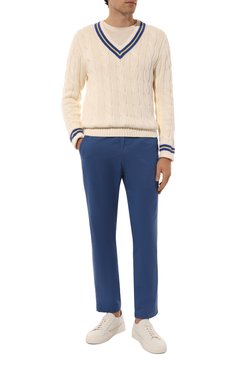 Мужские хлопковые брюки POLO RALPH LAUREN синего цвета, арт. 710740566 | Фото 2 (Длина (брюки, джинсы): Стандартные; Материал сплава: Проставлено; Драгоценные камни: Проставлено; Материал внешний: Хлопок; Случай: Повседневный; Стили: Кэжуэл)