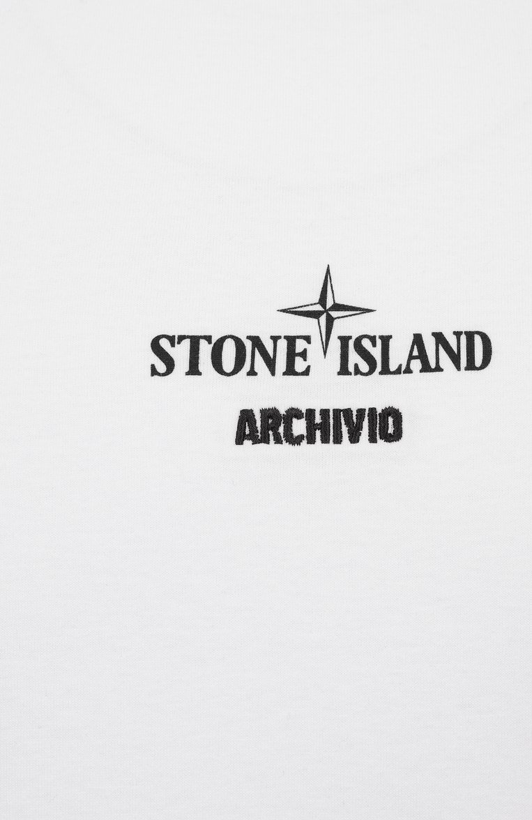 Мужская хлопковая футболка STONE ISLAND белого цвета, арт. 80152NS91 | Фото 6 (Рукава: Короткие; Материал внешний: Хлопок; Длина (для топов): Стандартные; Принт: С принтом; Мужское Кросс-КТ: Футболка-одежда; Стили: Кэжуэл; Автоматизация ТО: Проставлено; Автоматизация состава: Проставлено; Детали: Без декора)