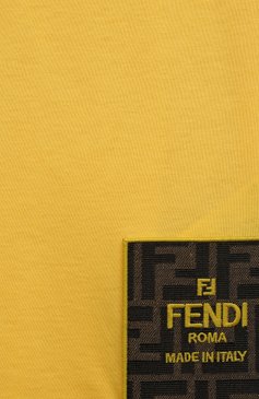 Детская хлопковая футболка FENDI желтого цвета, арт. JUI153/7AJ | Фото 3 (Материал сплава: Проставлено; Материал внешний: Хлопок; Драгоценные камни: Проставлено; Рукава: Короткие; Девочки Кросс-КТ: футболка-одежда; Ростовка одежда: 6 лет | 116 см, 10 - 11 лет | 140 - 146см, 4 года | 104 см, 8 лет | 128 см, 13 - 15 лет | 158 см, 5 лет | 110 см, 12 лет | 152 см)