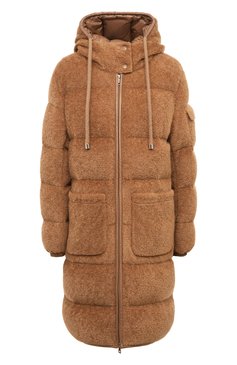 Женский пуховик MONCLER бежевого цвета, арт. 1C000-16-89A0F | Фото 1 (Материал утеплителя: Пух и перо; Длина (верхняя одежда): До колена; Драгоценные камни: Проставлено; Рукава: Длинные; Материал подклада: Синтетический материал; Материал сплава: Проставлено; Материал внешний: Хлопок, Синтетический материал; Кросс-КТ: Пуховик; Стили: Кэжуэл)