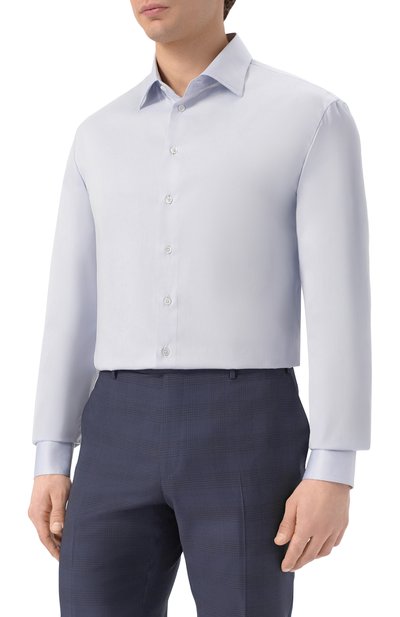 Хлопковая сорочка GIORGIO ARMANI голубого цвета по цене 63750 руб., арт. GM000468/TE11187, фото 3 Хлопковая сорочка GIORGIO ARMANI, арт. GM000468/TE11187, фото 3