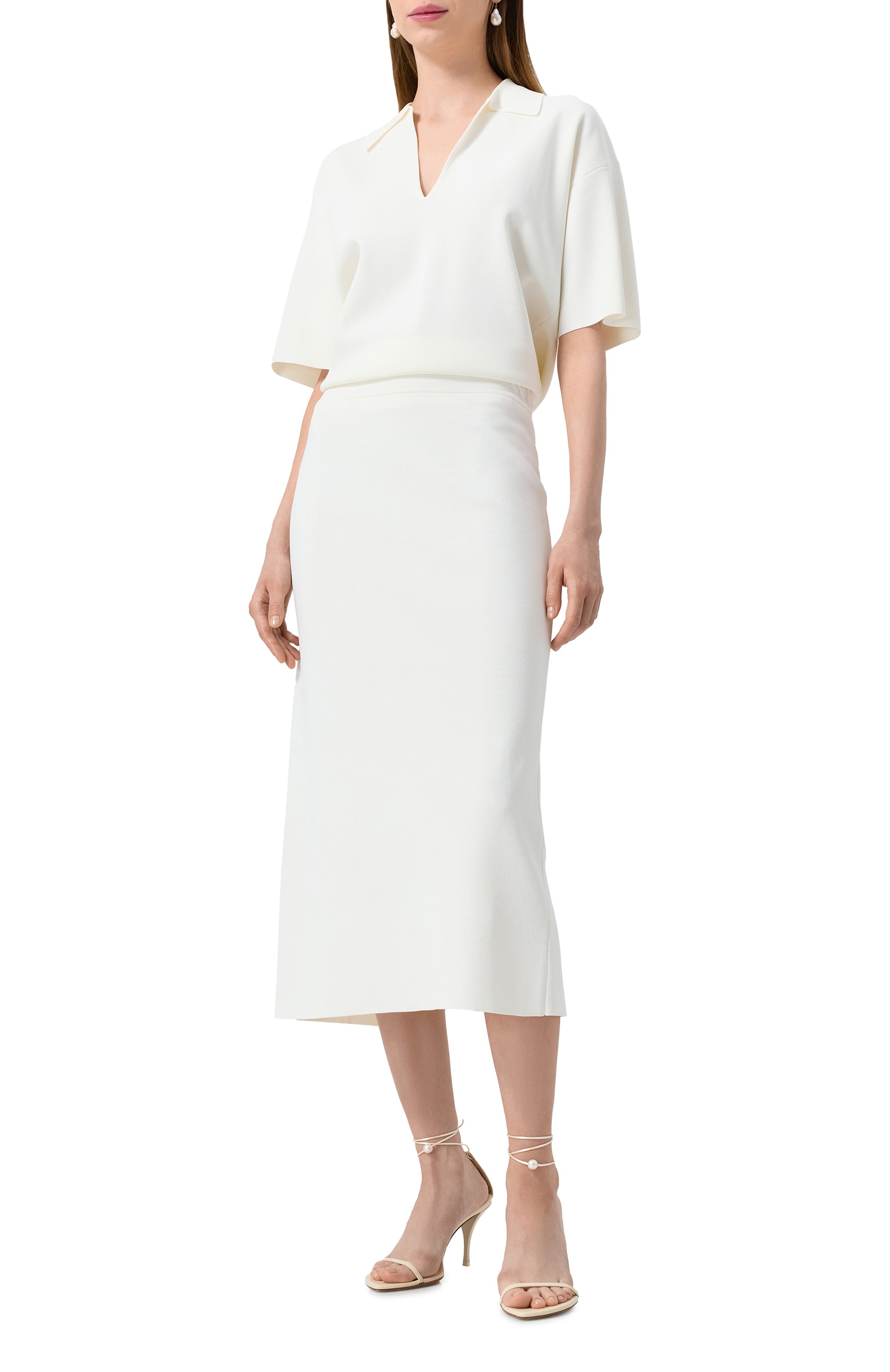 Юбка из вискозы P.A.R.O.S.H. белого цвета по цене 32100 руб., арт. D560609, фото 3 Юбка из вискозы P.A.R.O.S.H., арт. D560609, фото 3