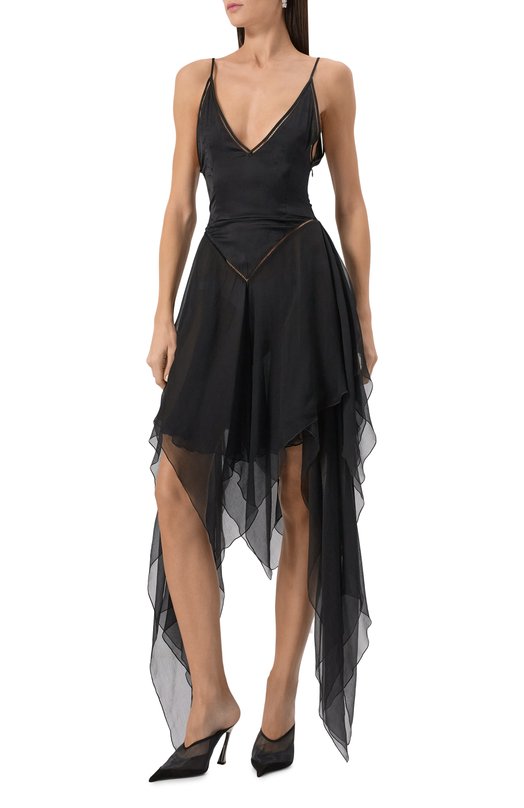 Платье из вискозы и шелка Ann Demeulemeester B0012814/FA611 Чёрный  B0012814/FA611 Фото 2
