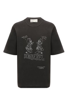 Женская хлопковая футболка DOMREBEL темно-серого цвета, арт. C0MIC PALS/T-SHIRT | Фото 1 (Стили: Гранж; Принт: С принтом; Длина (для топов): Удлиненные; Материал сплава: Проставлено; Материал внешний: Хлопок; Женское Кросс-КТ: Футболка-одежда; Драгоценные камни: Проставлено; Рукава: 3/4)