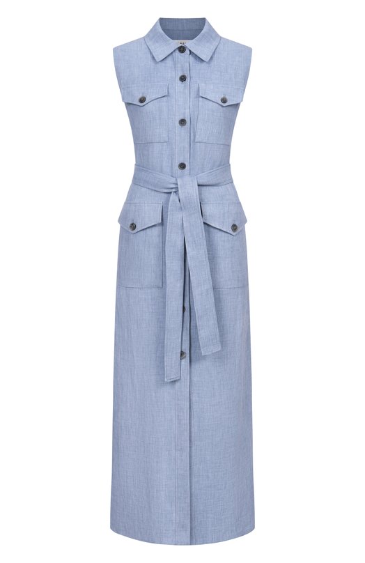 Платье изо льна и вискозы P.A.R.O.S.H. D726129/BLINK Голубой D726129/BLINK