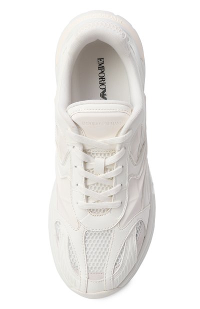 Комбинированные кроссовки EMPORIO ARMANI белого цвета по цене 51400 руб., арт. EM004829/AF23185, фото 5 Комбинированные кроссовки EMPORIO ARMANI, арт. EM004829/AF23185, фото 5