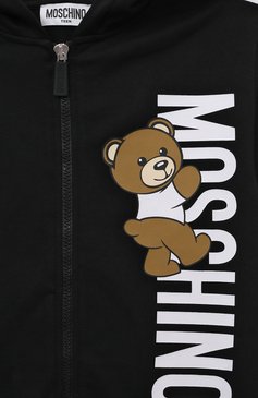 Детского комплект из толстовки и брюк MOSCHINO черного цвета, арт. HUK03M/LDA27/10-14 | Фото 6 (Рукава: Длинные; Материал сплава: Проставлено; Материал внешний: Хлопок; Драгоценные камни: Проставлено; Мальчики Кросс-КТ: Костюмы-спорт; Ростовка одежда: 10 - 11 лет | 140 - 146см, 12 лет | 152 см)