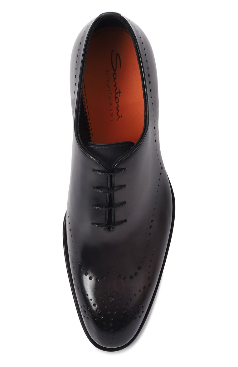 Мужские кожаные оксфорды SANTONI темно-серого цвета, арт. MCCG18542MC8HFUL | Фото 6 (Стили: Классический; Нос: Не проставлено; Мужское Кросс-КТ: Броги-обувь; Материал сплава: Проставлено; Материал внутренний: Натуральная кожа; Материал внешний: Натуральная кожа)