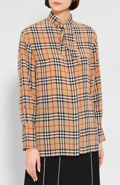 Шелковая блузка BURBERRY бежевого цвета по цене 92800 руб., арт. 8019141, фото 3 Шелковая блузка BURBERRY, арт. 8019141, фото 3