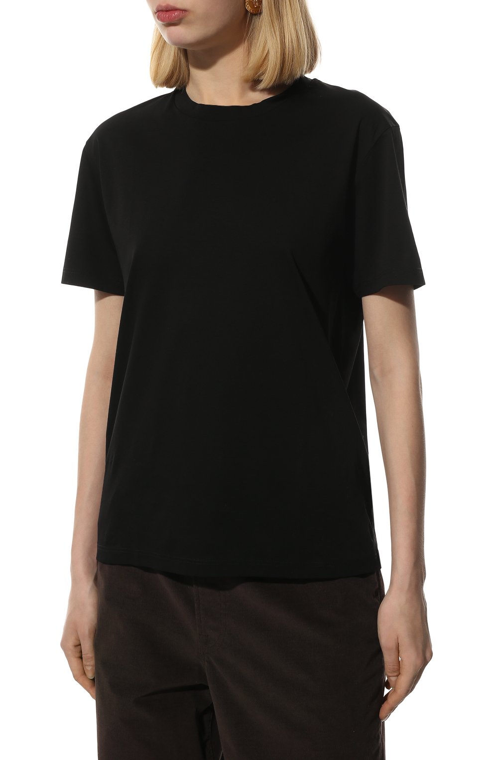 Хлопковая футболка JIL SANDER черного цвета по цене 28550 руб., арт. JSCU705002-WU247608, фото 3 Хлопковая футболка JIL SANDER, арт. JSCU705002-WU247608, фото 3