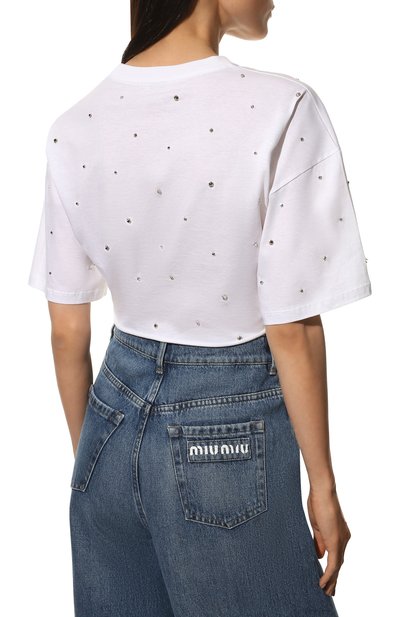 Хлопковая футболка MIU MIU, арт. MJN304-1ZFS-F0009, фото 4
