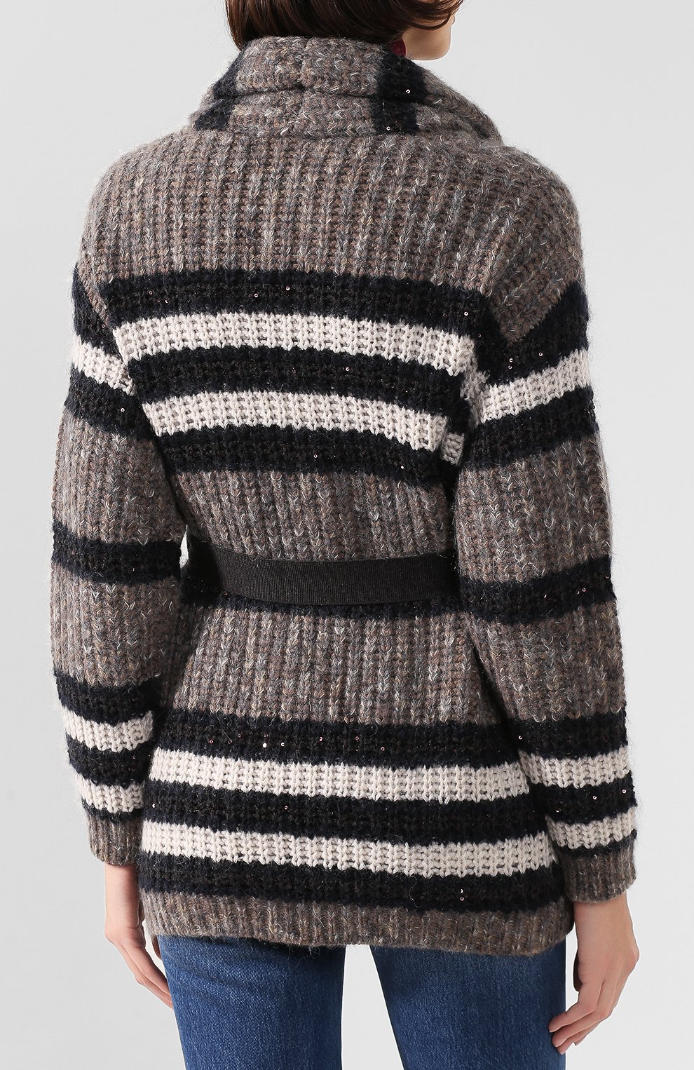 Кардиган с поясом BRUNELLO CUCINELLI темно-синего цвета по цене 329500 руб., арт. M4Q361906, фото 4 Кардиган с поясом BRUNELLO CUCINELLI, арт. M4Q361906, фото 4