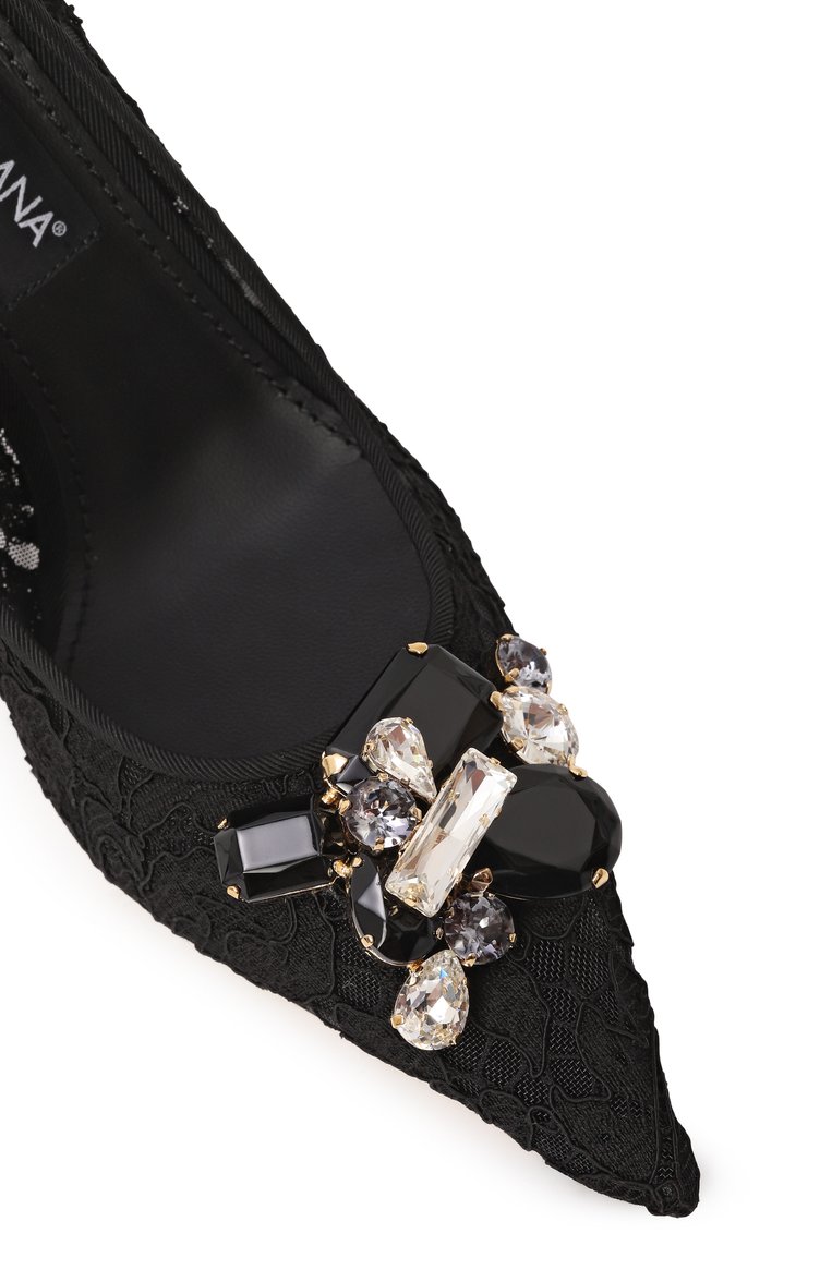Женские текстильные туфли rainbow 105 DOLCE & GABBANA черного цвета, арт. CD1823/AQ074 | Фото 7 (Драгоценные камни: Проставлено; Материал внутренний: Текстиль; Каблук высота: Высокий; Материал сплава: Проставлено; Подошва: Плоская; Материал внешний: Текстиль; Каблук тип: Шпилька)