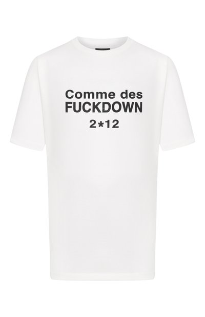 Хлопковая футболка COMME DES FUCKDOWN белого цвета по цене 6320 руб., арт. CFABU00019, фото 1 Хлопковая футболка COMME DES FUCKDOWN, арт. CFABU00019, фото 1