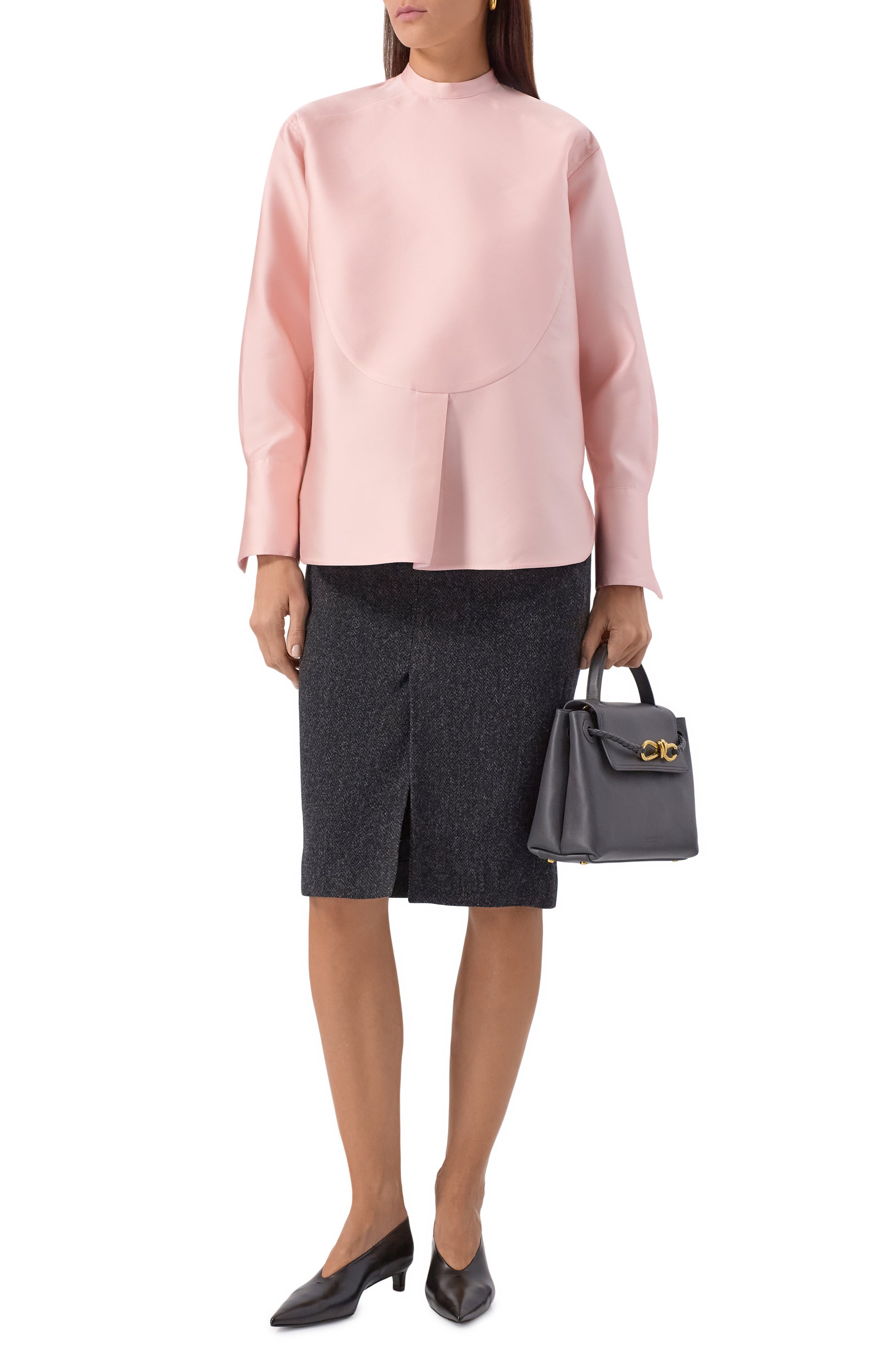 Атласная блузка JIL SANDER светло-розового цвета по цене 241500 руб., арт. J03DL0177/J55099, фото 2 Атласная блузка JIL SANDER, арт. J03DL0177/J55099, фото 2