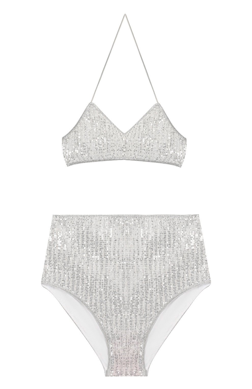 Раздельный купальник OSEREE серебряного цвета по цене 16600 руб., арт. BMS904 G/BRA HIGH WAISTED PAILLETTES/MID, фото 1 Раздельный купальник OSEREE, арт. BMS904 G/BRA HIGH WAISTED PAILLETTES/MID, фото 1