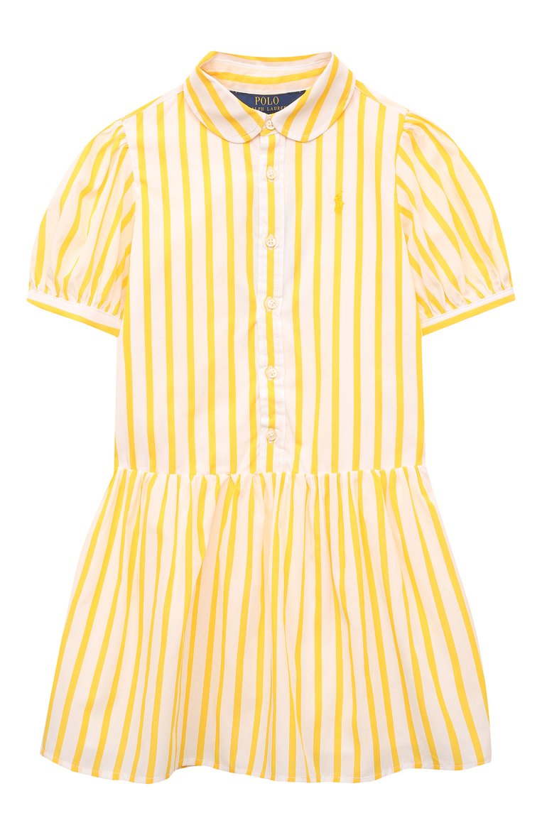Детское хлопковое платье POLO RALPH LAUREN желтого цвета, арт. 311862421 | Фото 1 (Рукава: Короткие; Материал внешний: Хлопок; Девочки Кросс-КТ: Платье-одежда; Случай: Повседневный; Драгоценные камни: Проставлено; Материал сплава: Проставлено; Ростовка одежда: 2 года | 92 см, 3 года | 98 см, 4 года | 104 см)