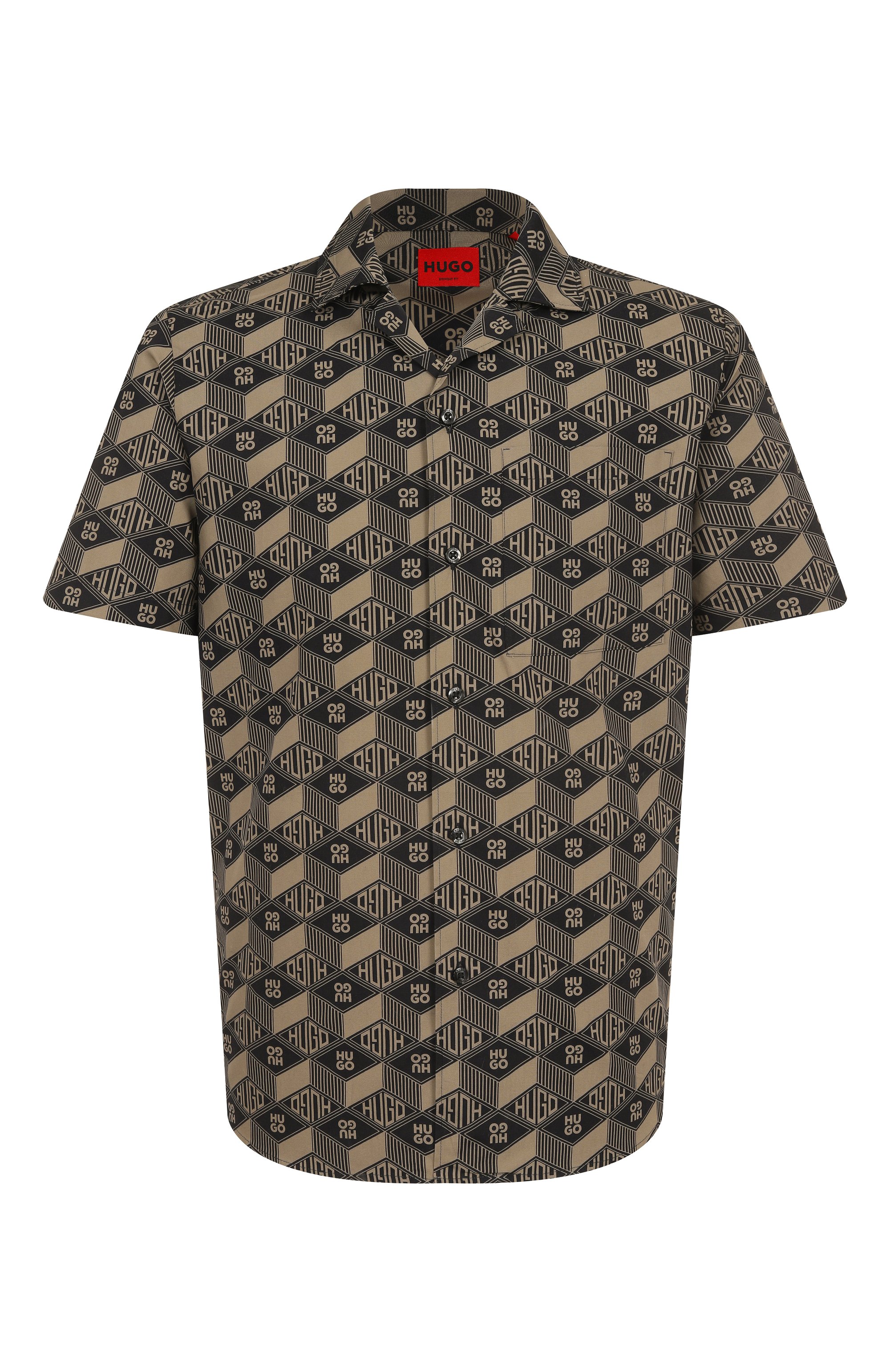 Хлопковая рубашка HUGO коричневого цвета по цене 13450 руб., арт. 50539705, фото 1 Хлопковая рубашка HUGO, арт. 50539705, фото 1