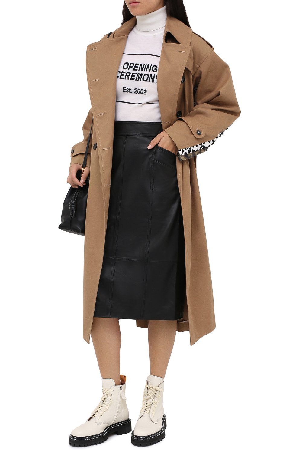 Кожаная юбка PROENZA SCHOULER WHITE LABEL черного цвета по цене 61800 руб., арт. WL2035012-LR184, фото 3 Кожаная юбка PROENZA SCHOULER WHITE LABEL, арт. WL2035012-LR184, фото 3