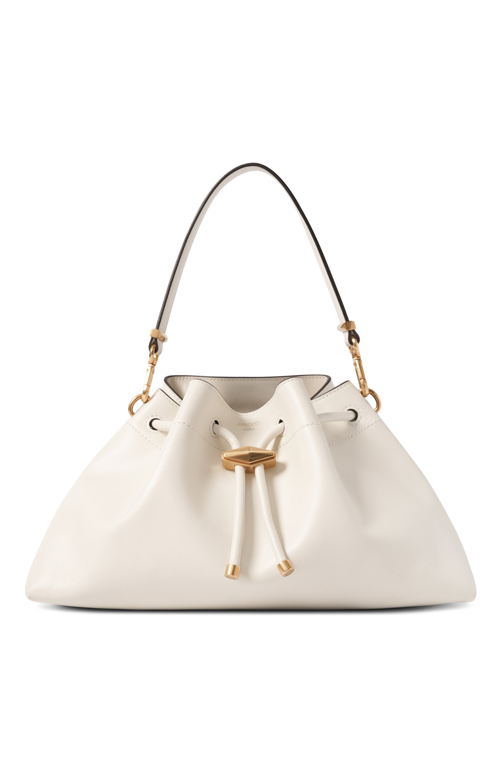 Сумка cinch medium JIMMY CHOO кремового цвета по цене 246500 руб., арт. B0N B0N BCKT E/W/HUT, фото 1 Сумка cinch medium JIMMY CHOO, арт. B0N B0N BCKT E/W/HUT, фото 1
