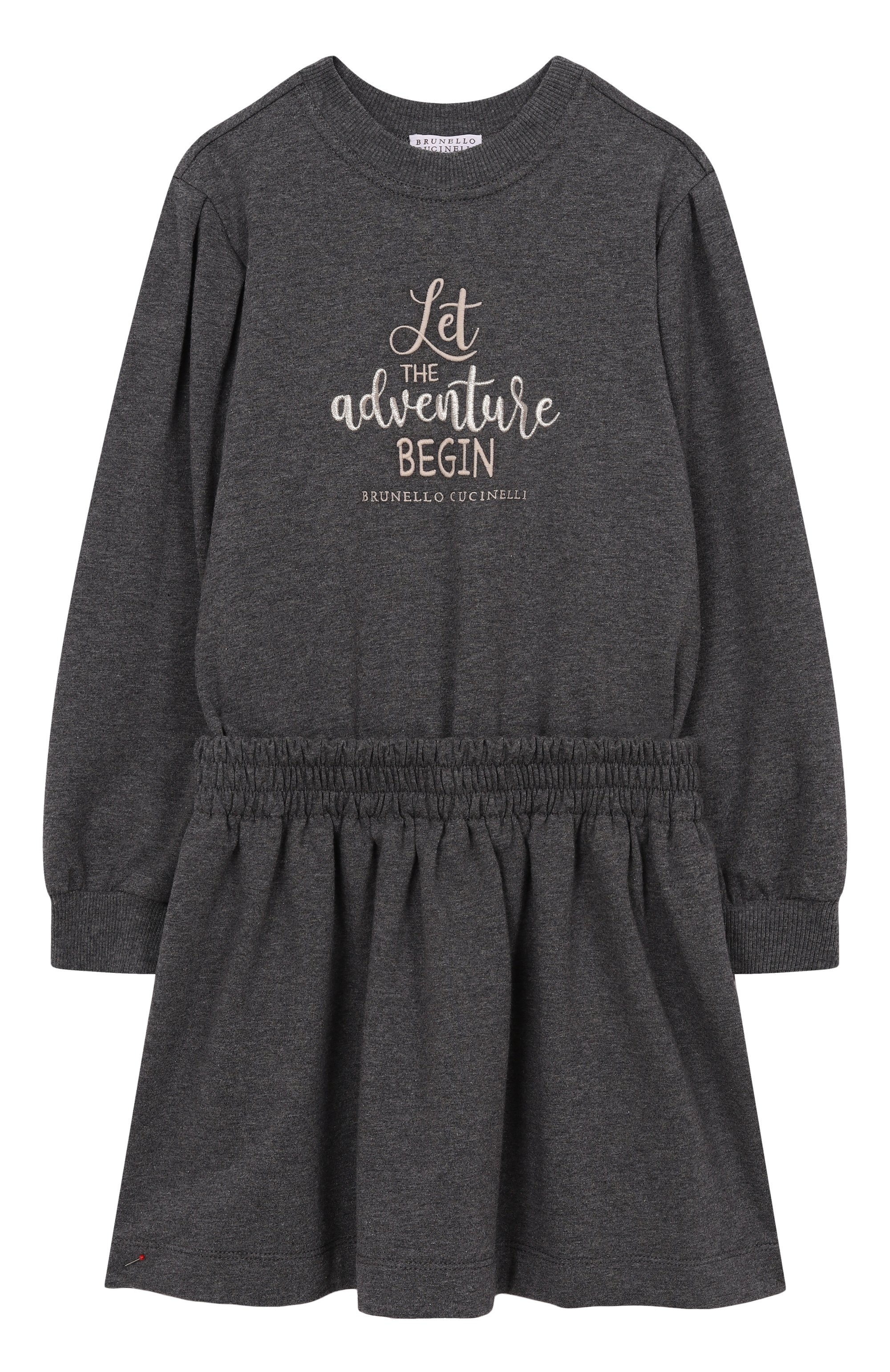 Хлопковое платье BRUNELLO CUCINELLI темно-серого цвета по цене 83300 руб., арт. BH827A324C, фото 1 Хлопковое платье BRUNELLO CUCINELLI, арт. BH827A324C, фото 1