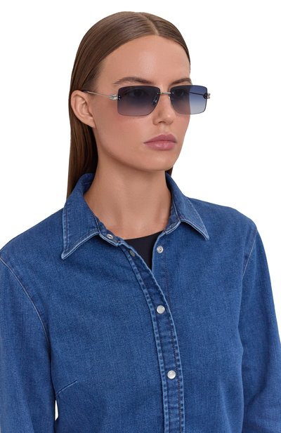 Солнцезащитные очки BOTTEGA VENETA голубого цвета по цене 51500 руб., арт. BV1126S 005, фото 3 Солнцезащитные очки BOTTEGA VENETA, арт. BV1126S 005, фото 3