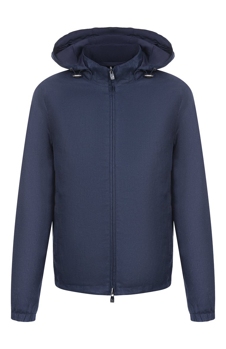 Мужская двусторонняя куртка CORNELIANI темно-синего цвета, арт. 25L5P3-2520153 | Фото 1 (Рукава: Длинные; Материал внешний: Лен; Длина (верхняя одежда): Короткие; Материал подклада: Синтетический материал; Кросс-КТ: Легкие; Стили: Кэжуэл)