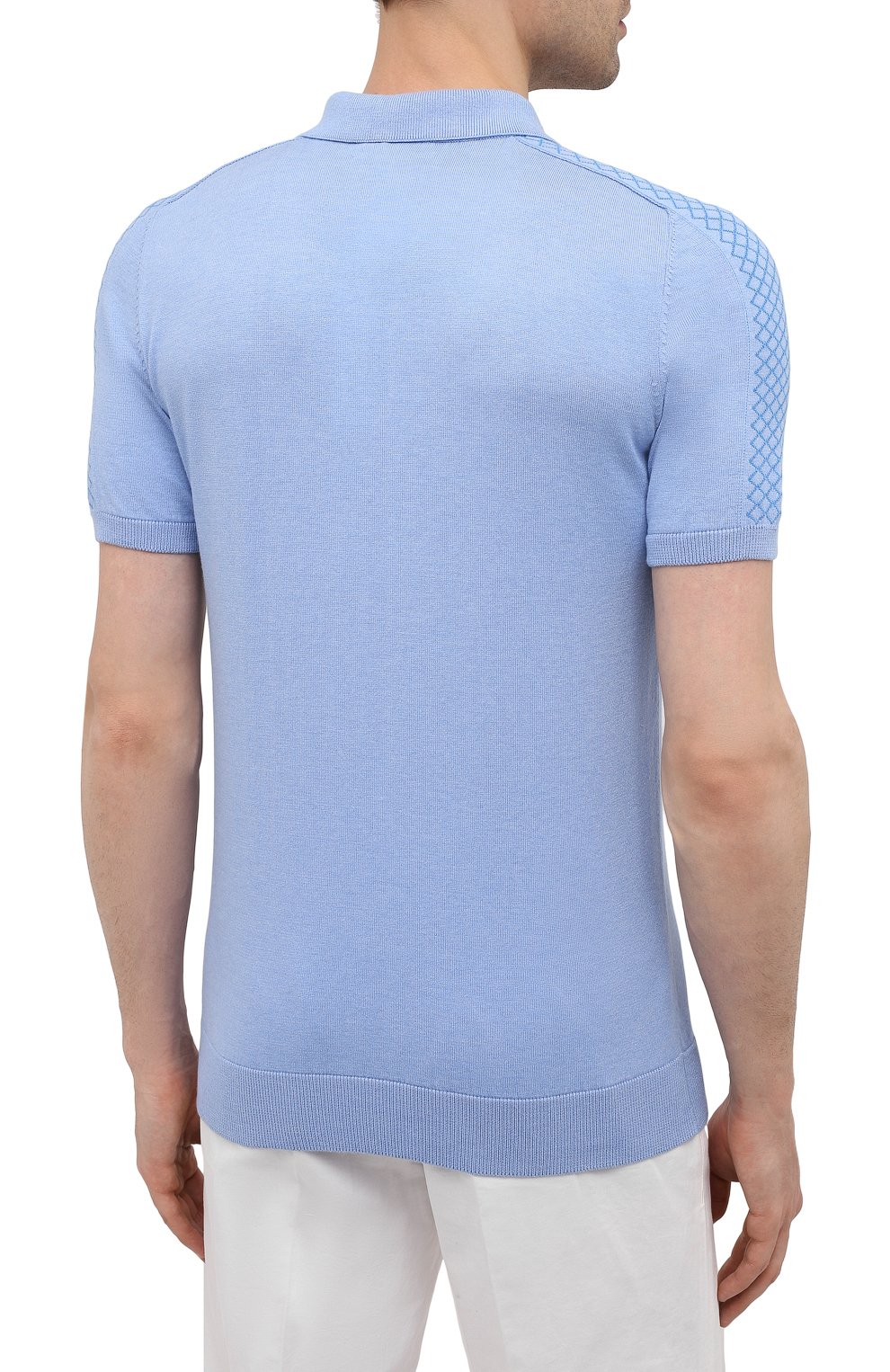 Поло из хлопка и шелка IL BORGO CASHMERE голубого цвета по цене 63100 руб., арт. 56-1963G0, фото 4 Поло из хлопка и шелка IL BORGO CASHMERE, арт. 56-1963G0, фото 4