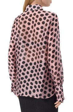 Женская шелковая блузка NINA RICCI розового цвета, арт. 25PCT0007/SE1404 | Фото 4 (Материал внешний: Шелк; Рукава: Длинные; Длина (для топов): Стандартные; Стили: Кэжуэл; Принт: С принтом; Женское Кросс-КТ: Блуза-одежда)