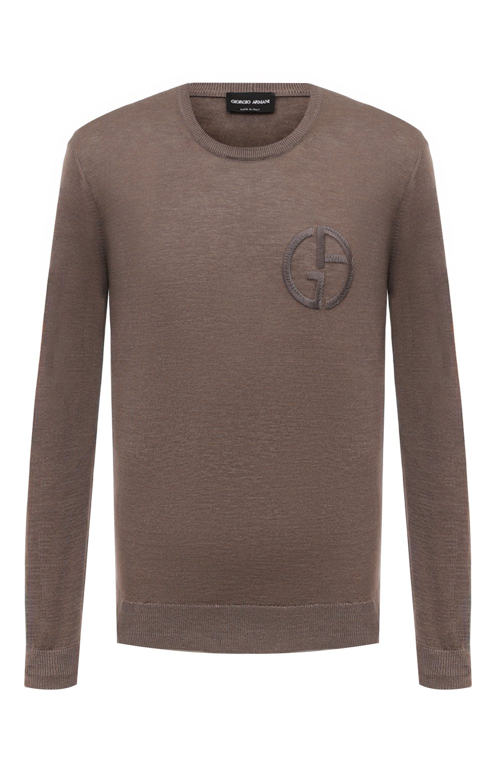 Джемпер изо льна и шелка GIORGIO ARMANI коричневого цвета по цене 87550 руб., арт. 3DSMB2/SMB2Z, фото 1 Джемпер изо льна и шелка GIORGIO ARMANI, арт. 3DSMB2/SMB2Z, фото 1