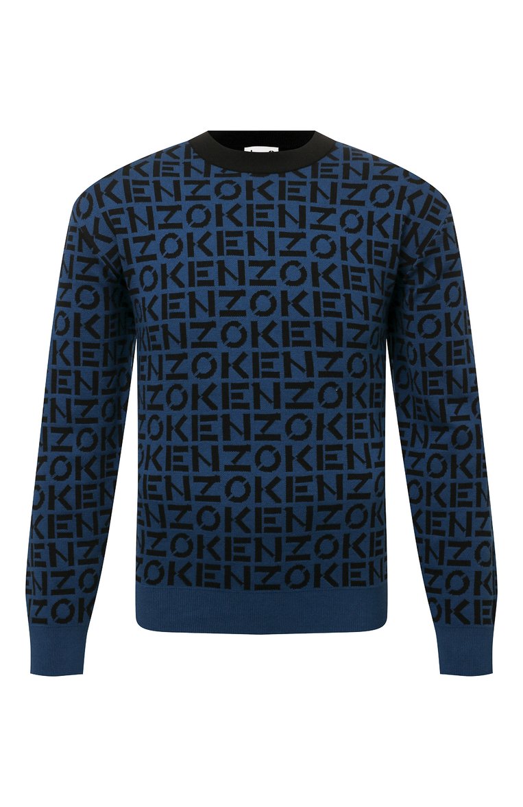 Мужской джемпер kenzo sport KENZO темно-синего цвета, арт. FB65PU6363SC | Фото 1 (Длина (для топов): Стандартные; Материал внешний: Хлопок, Синтетический материал; Рукава: Длинные; Мужское Кросс-КТ: Джемперы; Вырез: Круглый; Принт: С принтом; Стили: Кэжуэл)