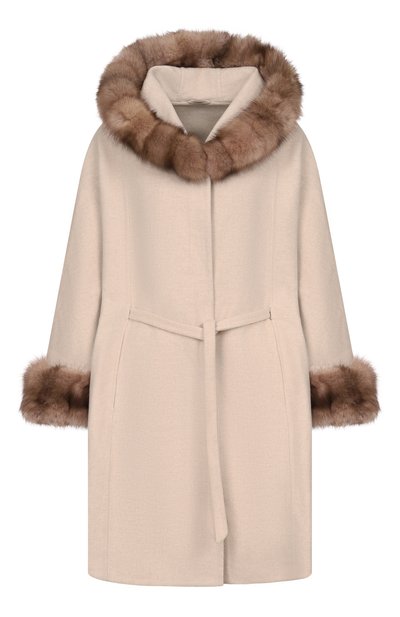 Женская кейп из шерсти и кашемира с отделкой из соболя MVST, арт. FTBKB-Y681SB/LP1447