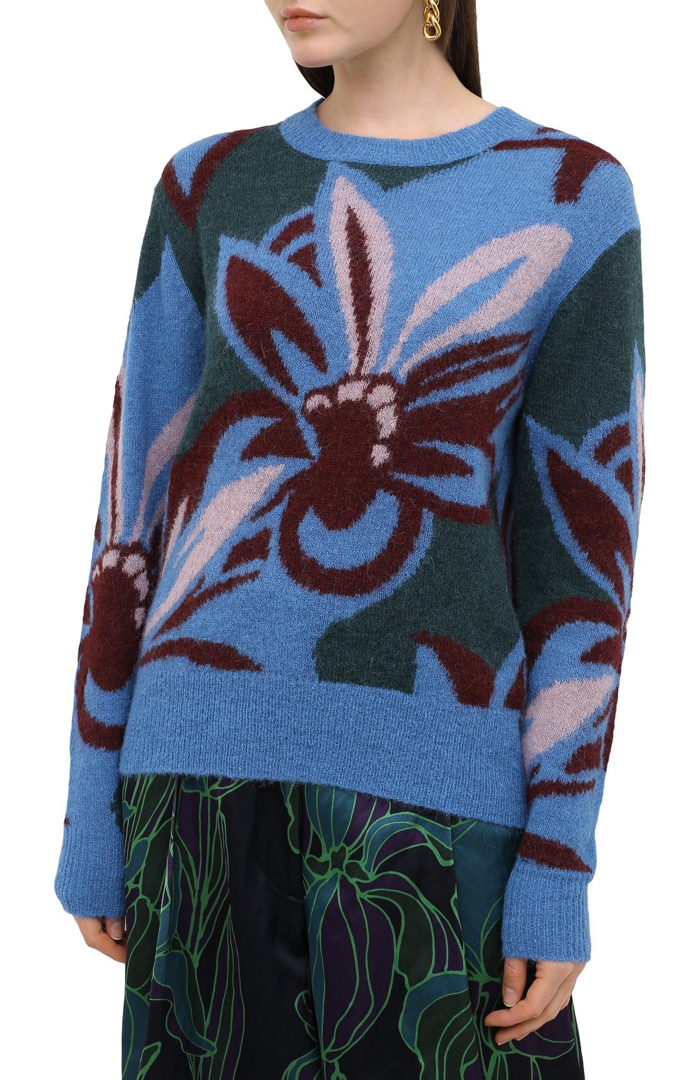 Шерстяной свитер DRIES VAN NOTEN синего цвета по цене 52250 руб., арт. 202-31209-1710, фото 3 Шерстяной свитер DRIES VAN NOTEN, арт. 202-31209-1710, фото 3