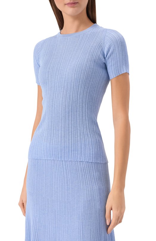 Пуловер из хлопка и шелка Agnona KT09015E/7Q180PE Голубой  KT09015E/7Q180PE Фото 3