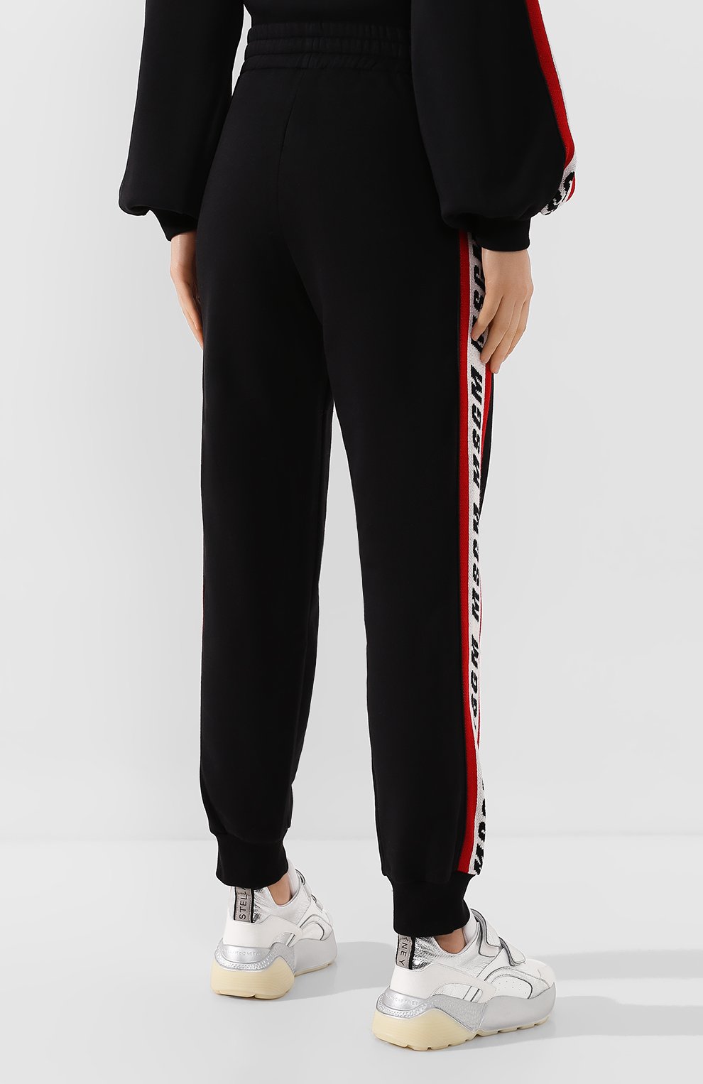 Хлопковые брюки MSGM черного цвета по цене 25650 руб., арт. 2741MDP62 195799, фото 4 Хлопковые брюки MSGM, арт. 2741MDP62 195799, фото 4