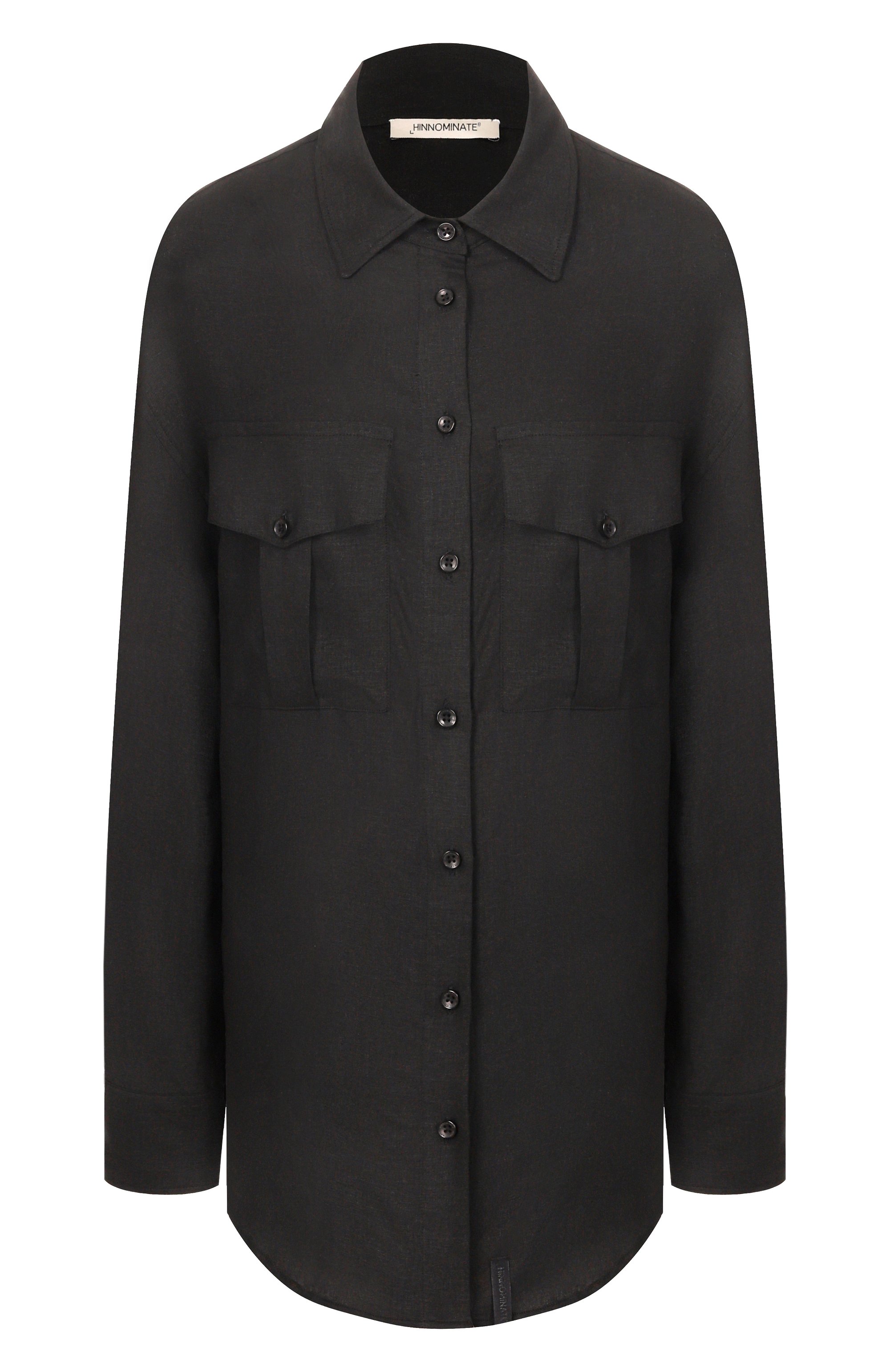 Рубашка изо льна и вискозы HINNOMINATE черного цвета по цене 17550 руб., арт. HMABW01845, фото 1 Рубашка изо льна и вискозы HINNOMINATE, арт. HMABW01845, фото 1