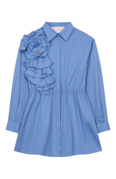 Хлопковое платье BLUMARINE тёмно-голубого цвета по цене 34050 руб., арт. BFAB015.0.RA009/14A-16A, фото 1 Хлопковое платье BLUMARINE, арт. BFAB015.0.RA009/14A-16A, фото 1