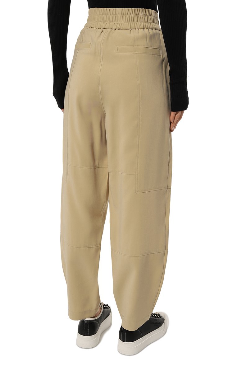 Женские брюки из вискозы BOSS ORANGE бежевого цвета, арт. 50506715 | Фото 4 (Силуэт Ж (брюки и джинсы): Широкие; Длина (брюки, джинсы): Стандартные; Женское Кросс-КТ: Брюки-одежда; Материал сплава: Проставлено; Материал внешний: Вискоза; Драгоценные камни: Проставлено)