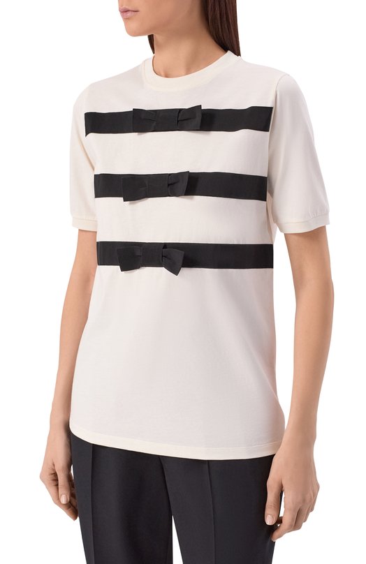 Хлопковая футболка Nina Ricci 26PJT0038/C01094 Кремовый  26PJT0038/C01094 Фото 3