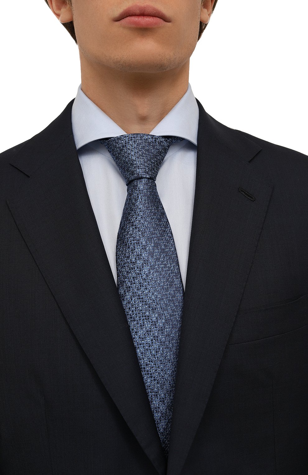 Шелковый галстук KITON голубого цвета по цене 29950 руб., арт. UCRVKPC01L3101, фото 2 Шелковый галстук KITON, арт. UCRVKPC01L3101, фото 2
