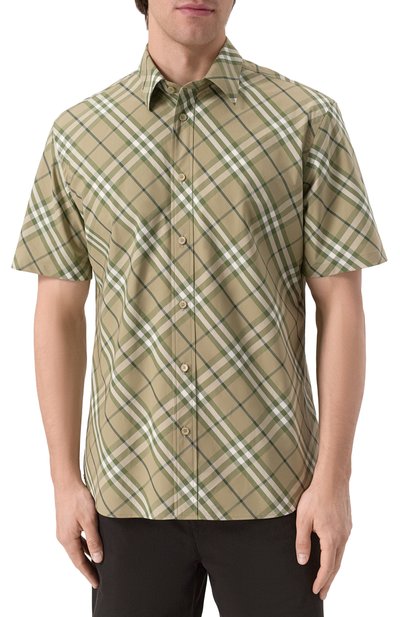 Хлопковая рубашка BURBERRY хаки цвета по цене 76850 руб., арт. 8107674, фото 3 Хлопковая рубашка BURBERRY, арт. 8107674, фото 3