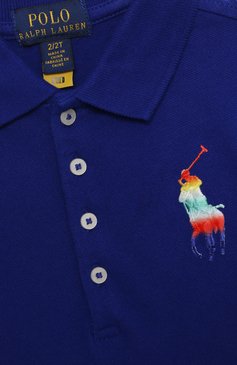 Детское хлопковое платье POLO RALPH LAUREN синего цвета, арт. 312856371 | Фото 3 (Рукава: Короткие; Материал внешний: Хлопок; Ростовка одежда: 5 лет | 110 см, 6 лет | 116 см)