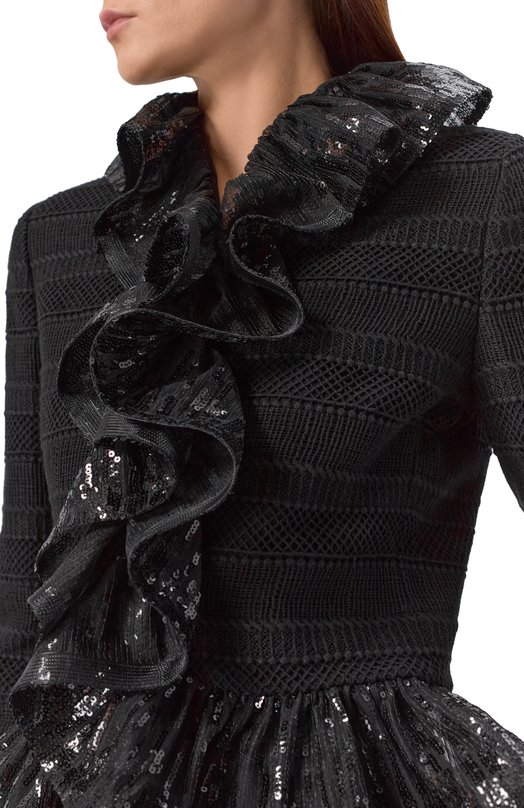 Жакет с отделкой пайетками Elie Saab J0165NF25PAM01 Чёрный  J0165NF25PAM01 Фото 5