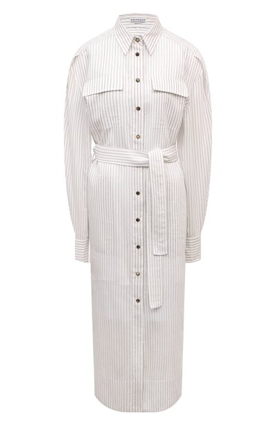 Женское платье из хлопка и шелка BRUNELLO CUCINELLI, арт. MP781AMG21