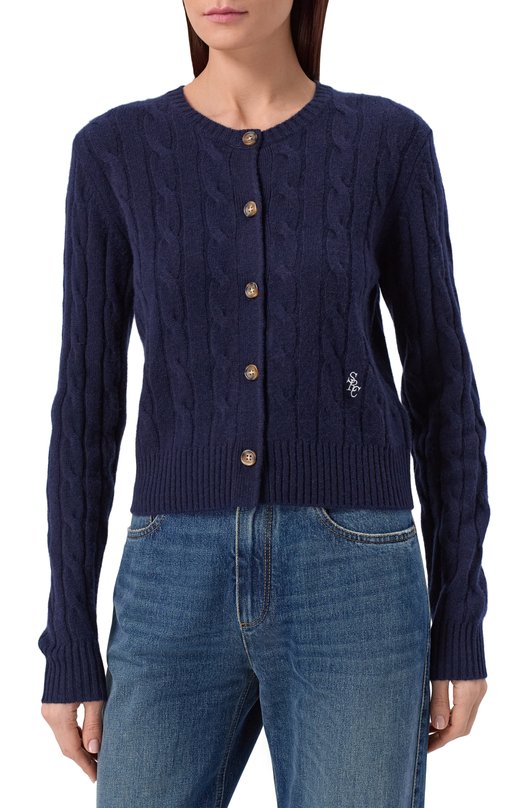 Кардиган из шерсти и кашемира Sporty and Rich CA00365302BL106 Синий  CA00365302BL106 Фото 3