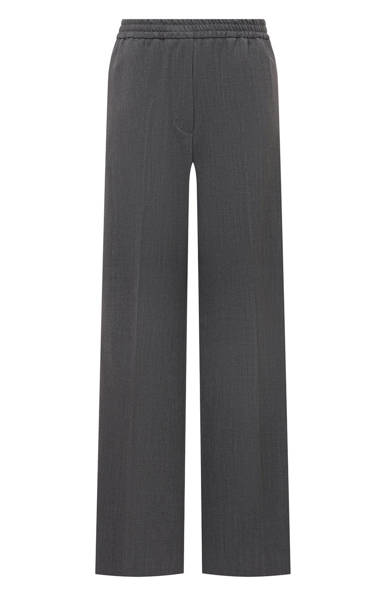Женские брюки WEEKEND MAX MARA серого цвета, арт. PETRA | Фото 1 (Длина (брюки, джинсы): Стандартные; Драгоценные камни: Проставлено; Материал сплава: Проставлено; Материал внешний: Шерсть, Синтетический материал; Стили: Кэжуэл; Силуэт Ж (брюки и джинсы): Прямые; Женское Кросс-КТ: Брюки-одежда; Re-sync: On)